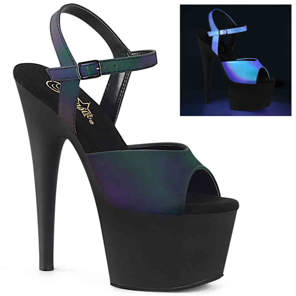 Pleaser - ADORE709REFL Sandale à bride à la cheville, Pole dance chaussures - Chaussures de pole dance - Vert/Noir Product image